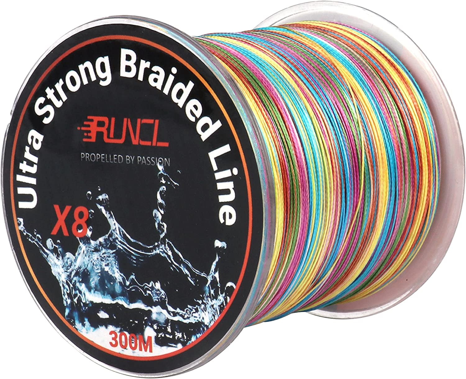 RUNCL Braided Fishing Line, 8 Strand Abrasion Resistant Braided Lines, Super  Durable, Smooth Casting, Zero Stretch, Smaller Diameter, Rainbow Color for Extra  Visibility, 328-1093 Yds, 12-100LB 