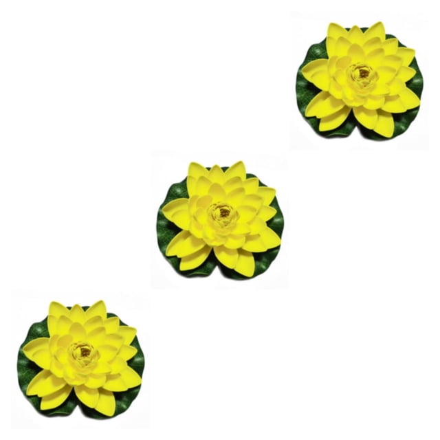 Inteprter EVA Artificial Lotus Color sólido Reemplazo decorativo Simulación vívida Jardín al aire libre Estanque Piscina Flor falsa Amarillo Type1 NO1
