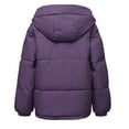 thumbnail image 6 of Htigea Clearance Women's Hooded Winter Stand Collar Zip Puffer Jacket Baggy Short Padded Down Coats with Zip Pockets Clearance Sale Purple,M, 6 of 6