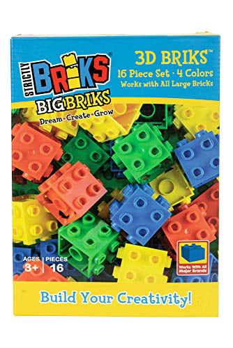 Building Brick Set 100% Compatible with All Major Brands Basic Colors Strictly Briks Big Briks 108 Pcs Set with Green Baseplate 