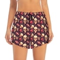 thumbnail image 2 of Hirioo cool rock Skull record for Women's Double Layer Athletic Shorts High-Performance Gym Shorts with Inner Pocket, Elastic Waistband-Large, 2 of 7