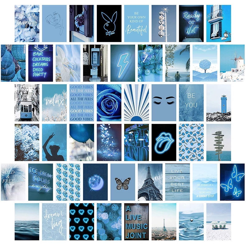60 PCS Blue and Pink Aesthetic Photo Collage | 4x6 Size Pink & Blue Pictures Room Decor DIGITAL DOWNLOAD