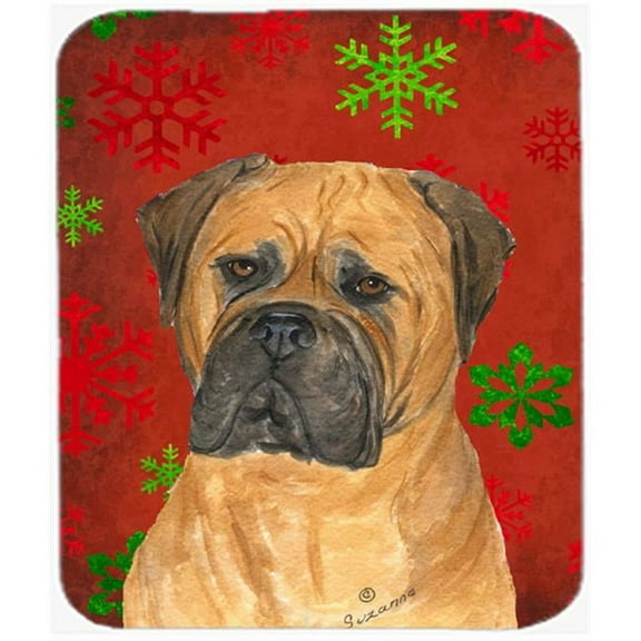 Bullmastiff Snowflakes Holiday Christmas Mouse Pad, Hot Pad or Trivet