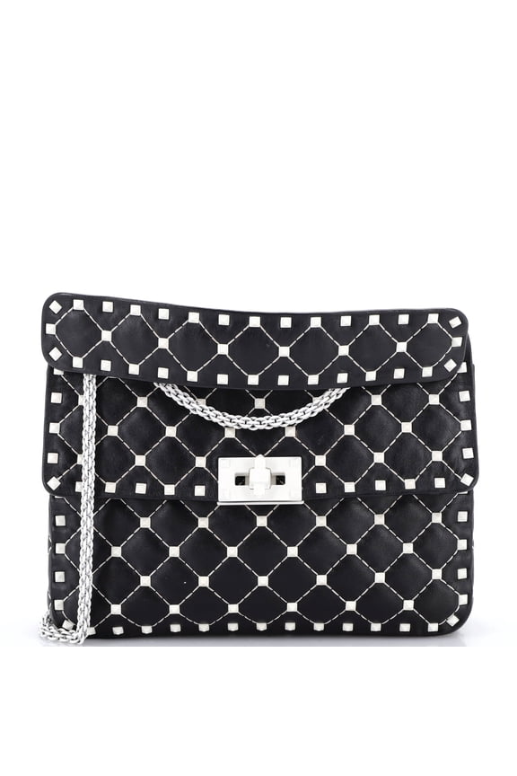 Pre-Owned Free Rockstud Spike Flap Bag Quilted Leather Medium By Rebag