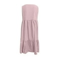 thumbnail image 4 of Summer Casual Womens Dresses Cute Sleeveless V Neck Bowknot Front Beach Dress Loose Fit Flowy Ruffle Swing Sun Dress, 4 of 7