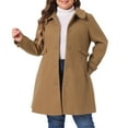 thumbnail image 2 of DARING DIVA Women's Plus Size Peter Pan Collar Single Breasted Trench Coat 1X Camel, 2 of 6