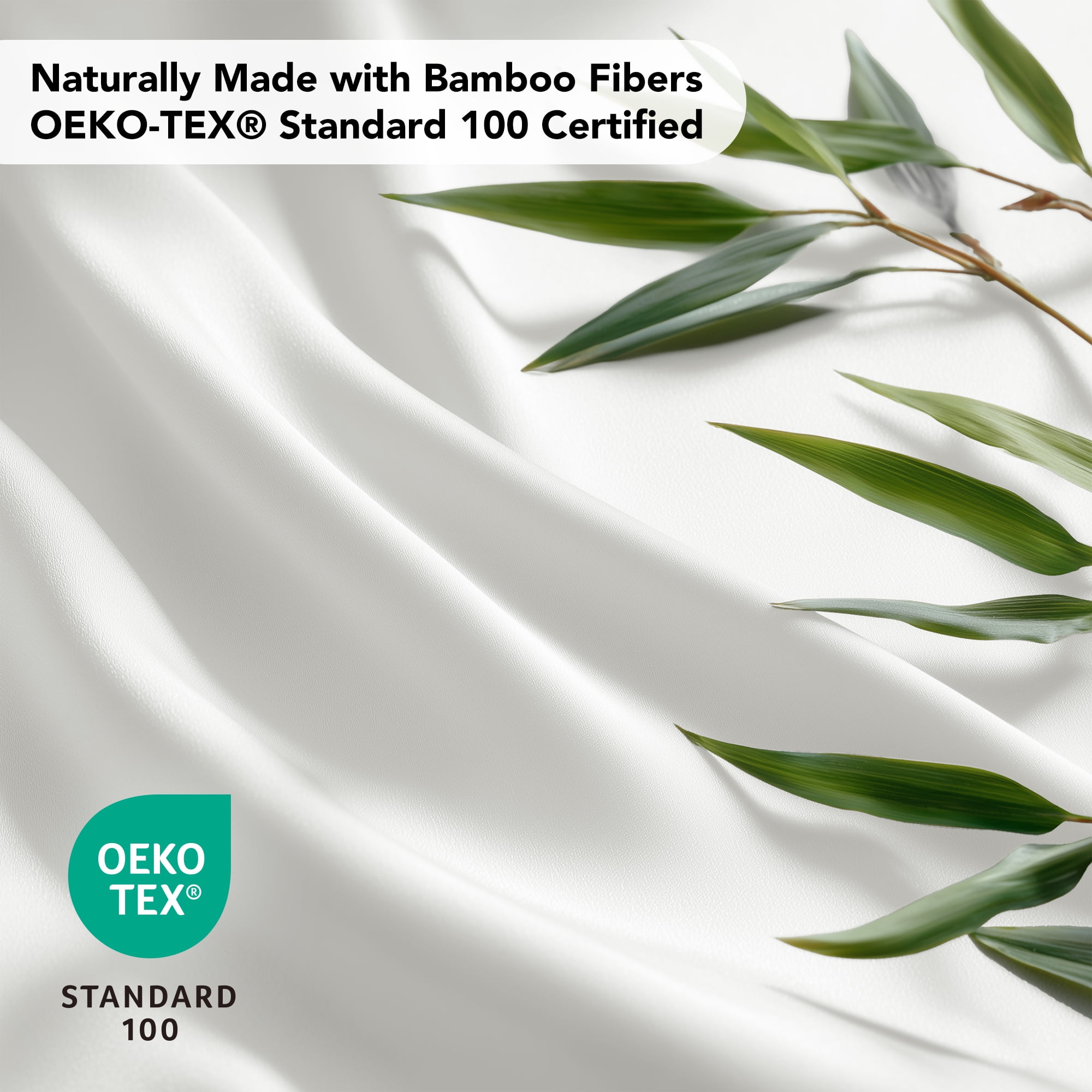 Deconovo Bed Sheets Set - Soft Cooling Bamboo Fiber 4 Piece Breathable Eco-Friendly Moisture-Wicking Bedding, White, Queen Size