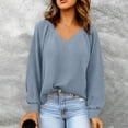 thumbnail image 2 of hotojiny Plus Size Sweatshirt for Women V Neck Lantern Long Sleeve Fall Tops Trendy Fashion Knit Pullover Spring Outfit, 2 of 6