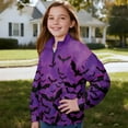 thumbnail image 3 of Uorisanigo Girls Sweatshirts Long Sleeve Pullover Crop Tops Lightweight Purple Black Bat Quarter Zipper Cropped Sweatshirt Fall Winter Clothes Oversized Half Zip Up Hoodies No Hood, 3 of 7