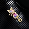 thumbnail image 3 of Delicado broche con forma de gato y diamantes de imitación para mujeres y niñas, chapado en oro, 3 of 3