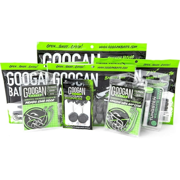 Googan Baits Texas Rig Bundle - Complete Bass Fishing Gear with Soft Plastic Lures, Hooks, Weights, and Fishing Accessories - Ideal for Fishing Tackle Box