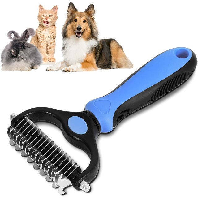 ANYPET Cepillo de Aseo APG02B: Peine Rastrillo de Doble Cara, Extra Ancho para Quitar y Quitar la Capa Interna para Perros y Gatos, Conejos, Mejor para Perros de Pelo Largo y Mediano
