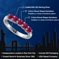 thumbnail image 2 of Gem Stone King 925 Sterling Silver Red Created Ruby Wedding-Bands Ring for Women | 1.25 Cttw | Round 3.5MM | Gemstone July Birthstone | Size 6, 2 of 6