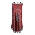 thumbnail image 4 of FASHIONWT Women Retro Bohemian Floral Print Loose Mini Pullover Dress, 4 of 8