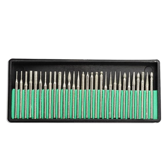 Paquete de 30 puntas de fresa de punta de diamante Sunnimix para pulir bolas cilíndricas de 3 mm