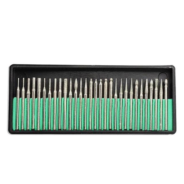 Paquete de 30 puntas de fresa de punta de diamante Sunnimix para pulir bolas cilíndricas de 3 mm