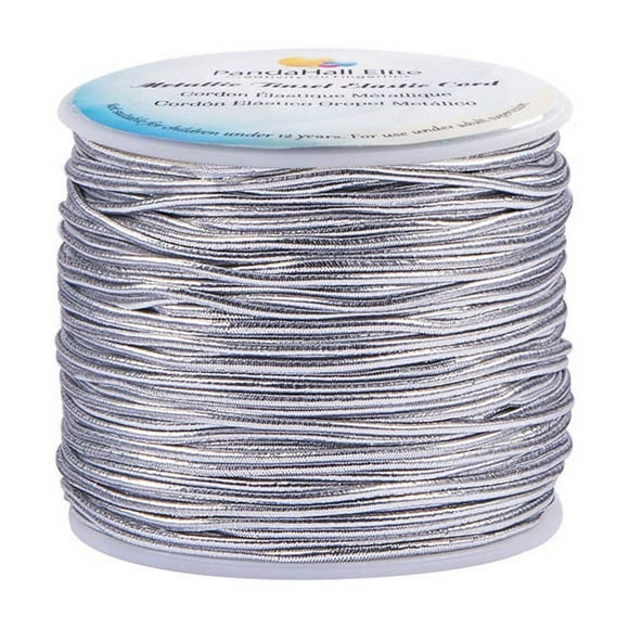 Hilo de rosca PH PandaHall plateado metalizado, 2 mm, 50 m