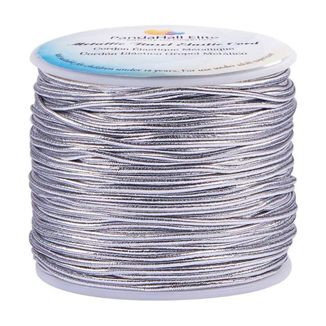 Hilo de rosca PH PandaHall plateado metalizado, 2 mm, 50 m