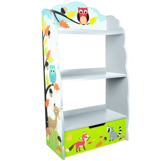 KidKraft Wooden Puzzle Bookcase with Three Shelves, Primary Colors