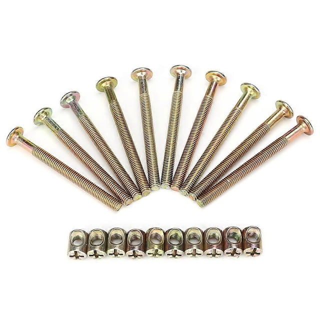 Lot de 10 boulons de meubles M6 en acier au carbone de 70 mm avec écrous cylindriques de 6 mm et connecteurs de fixation