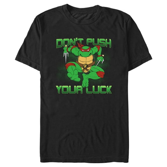 Men's Teenage Mutant Ninja Turtles St. Patrick's Day Raphael Don't Push Your Luck Graphic Tee Black Small
