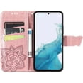 thumbnail image 3 of Samsung Galaxy A54 5G Leather Wallet Case, B Purple, Flip, Embossed Floral Butterfly, 3 Card Slots, Wrist Strap, Magnetic Clasp, Wireless Charging Friendly, 3 of 14