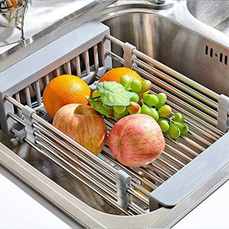 Miniinthebox Stainless Steel Kitchen Sink Rinse Basket Over The Sink Dish Drainer Dish Drying Rack Stainless Steel Dish Rack Fu