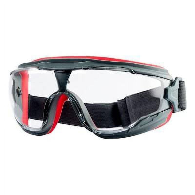 3M Safety Goggles with Scotchgard Protector, Clear Anti-Fog, Anti-Scratch Impact-Resistant Lenses, Gray/Red Frames, Model# 47212H1-VDC