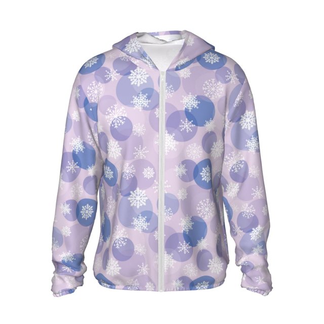 Fotbe Winter With Snowflakes Chaqueta con Protección Solar UPF 50+ para Hombre y Mujer, Camisa con Capucha y Bolsillos-Medium