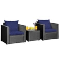 thumbnail image 2 of Barara King Patio Conversation Table Chair Set, Outdoor Collection Set, 3 Pieces Patio Wicker Conversation Set with Cushion-Navy, 2 of 8