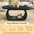 thumbnail image 4 of Gzxs 39.3" Cloud-Shaped Coffee Table with Storage Shelf - Irregular Modern Accent Table with Thick Top and Rounded Edges, 2-Tier Design for Living Room or Apartment (Black), 4 of 10