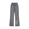 thumbnail image 4 of Gifts Usmixi Womens Cropped Pants Summer Drawstring Elastic Waist Cotton Linen 3/4 Trousers Fashion Butterfly Print Pocket Loose Pants Dark Gray l, 4 of 5