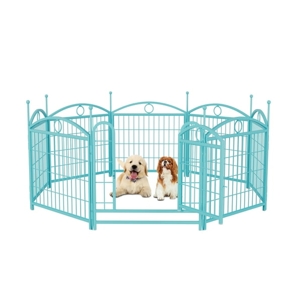 ZephyPaws Heavy Duty Dog Pen,Portable Metal Exercise Pen for Puppies & Small Dogs,Indoor/Outdoor Foldable Dog Playpen with Door,Green