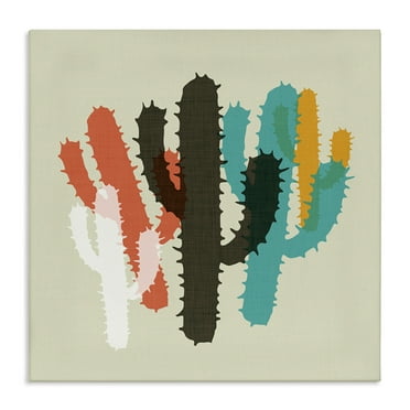 Stupell Industries Overlapping Cactus Pattern Botanical & Floral Painting Gallery Wrapped Canvas Art Print Wall Art, 24 x 24