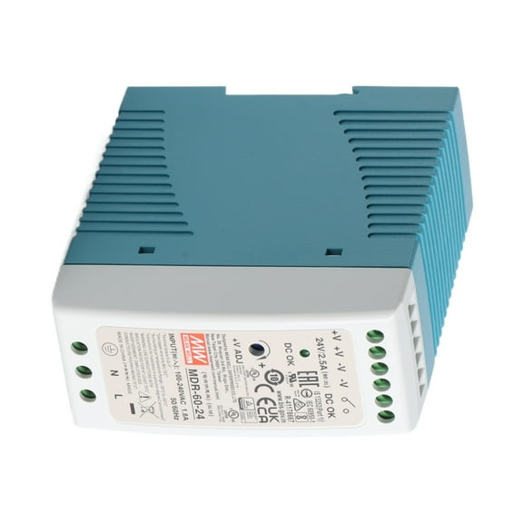 Feedannce 24V 2.5A 60W Industrial DIN Rail Power Supply, Control Systems, MEAN WELL MDR-60-24