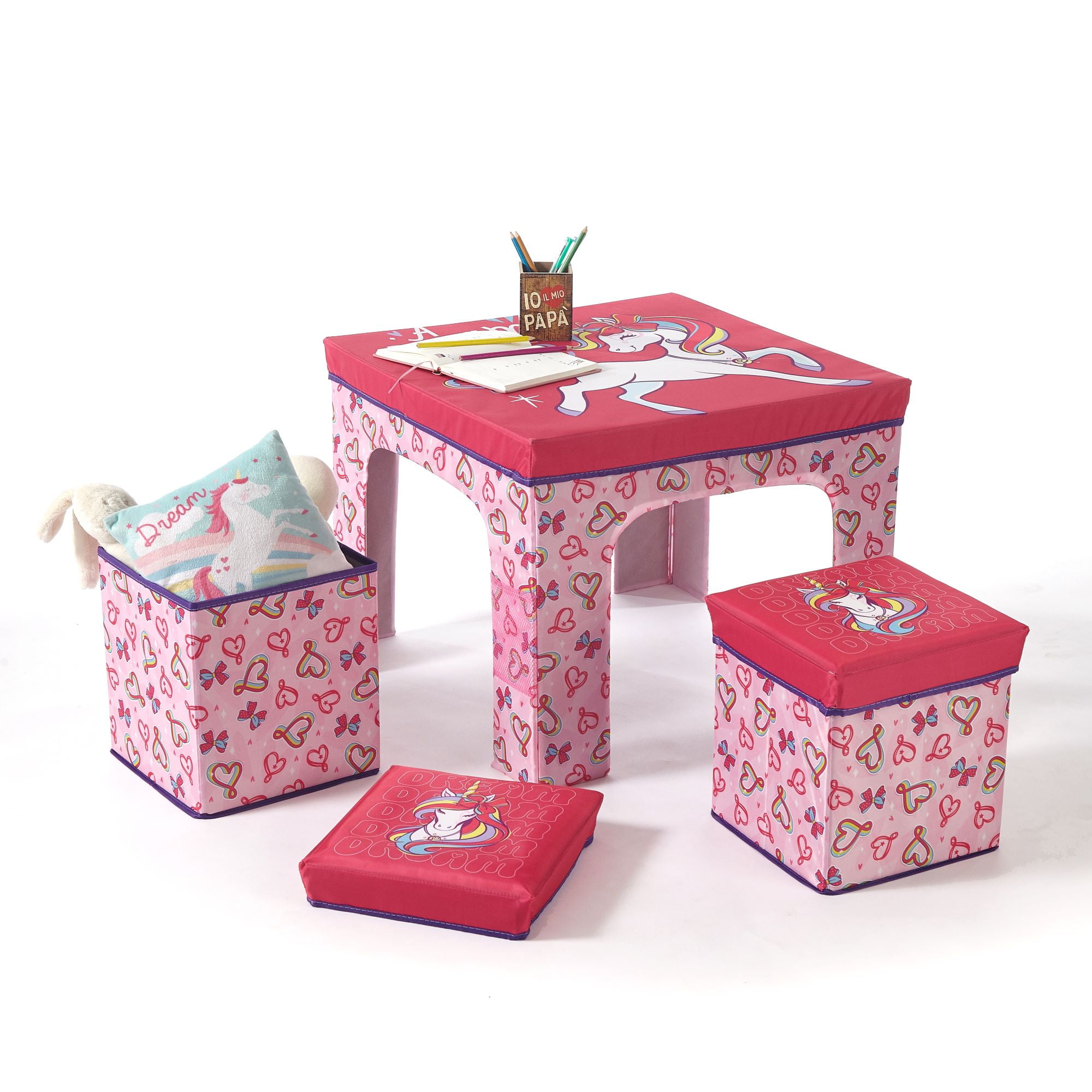 Nickelodeon JOJO Siwa Collapsible Storage Ottoman Table and Chair Play Set