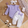 thumbnail image 2 of OJSFQUFP Girls' Spring Cute Casual Solid Color Pattern Dress + Bow Patterned Trousers + Headscarf Set, 2 of 9