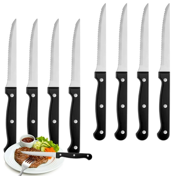 Juego de cuchillos para carne WISKEMA 8 piezas de acero inoxidable con alto contenido de carbono