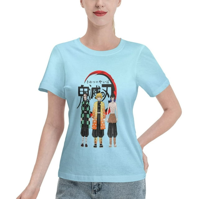 T-Shirt Basique à Manches Courtes pour Femmes Demon Slayer