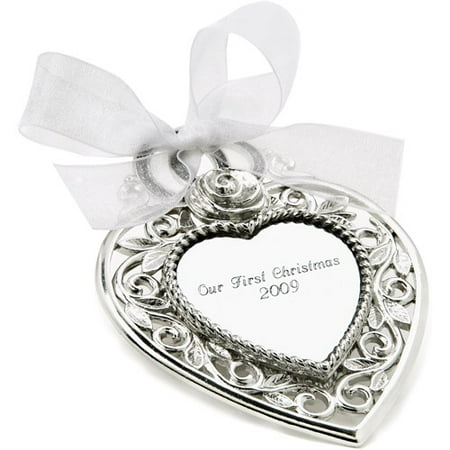 Personalized Gloria Duchin Silvertone "Our First Christmas 2009" Wedding Heart Keepsake