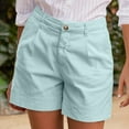 thumbnail image 5 of Difdany Chino Shorts for Women Summer Roll Up Zippered Wrap Hem High Waisted Wide Leg Shorts with Pockets Cyan S, 5 of 8