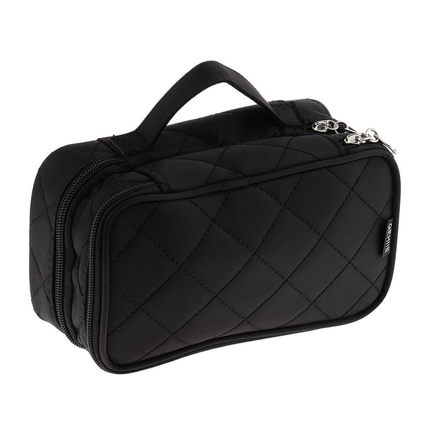 Estuche de Maquillaje de Nylon a Prueba de Agua Shamjiam Organizador de Bolsa de Cosméticos Portátil Negro Estuche cosmético
