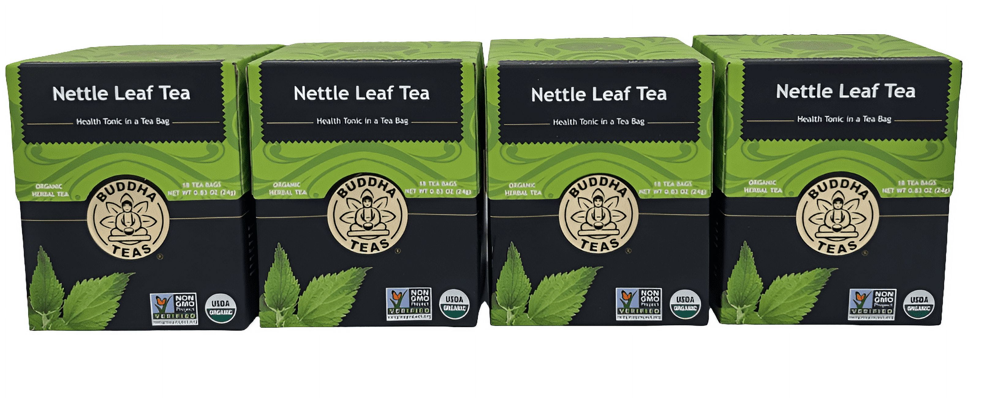 Buddha Teas Organic Nettle Leaf Tea – Caffeine-Free, Kosher, GMO-Free, 18 Bleach-Free Tea Bags (4 Pack)