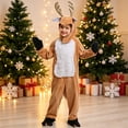 thumbnail image 2 of Coerni Toddler Kids Reindeer Onesie Cute Antler Hood One‑Piece Jumpsuit Boys Girls Soft Plush Loungewear Christmas Halloween Dress-Up Party, 2 of 6
