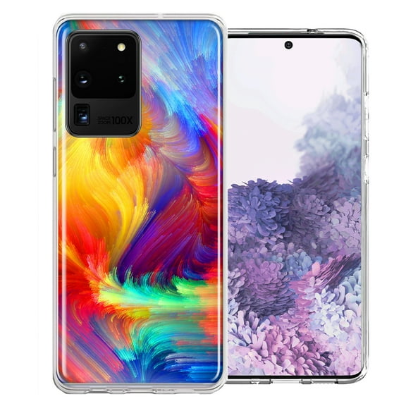 MUNDAZE For Samsung Galaxy S20 Ultra Feather Paint Design Double Layer Phone Case Cover