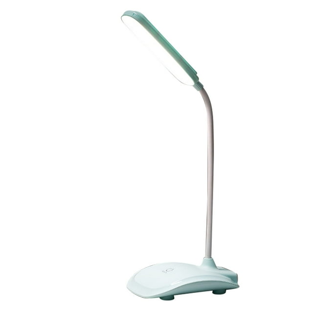 Lámpara de escritorio LED con control táctil, temperatura de color de tres niveles, atenuación continua, carga USB, lámpara de mesa cian