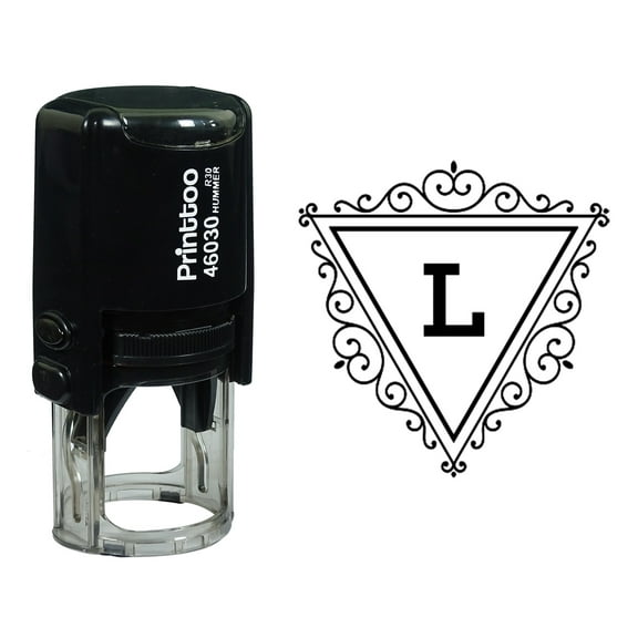 Printtoo L Alphabet Swirl Border Triangle Monogram Initial Self Inking Rubber Stamp Office Stationary