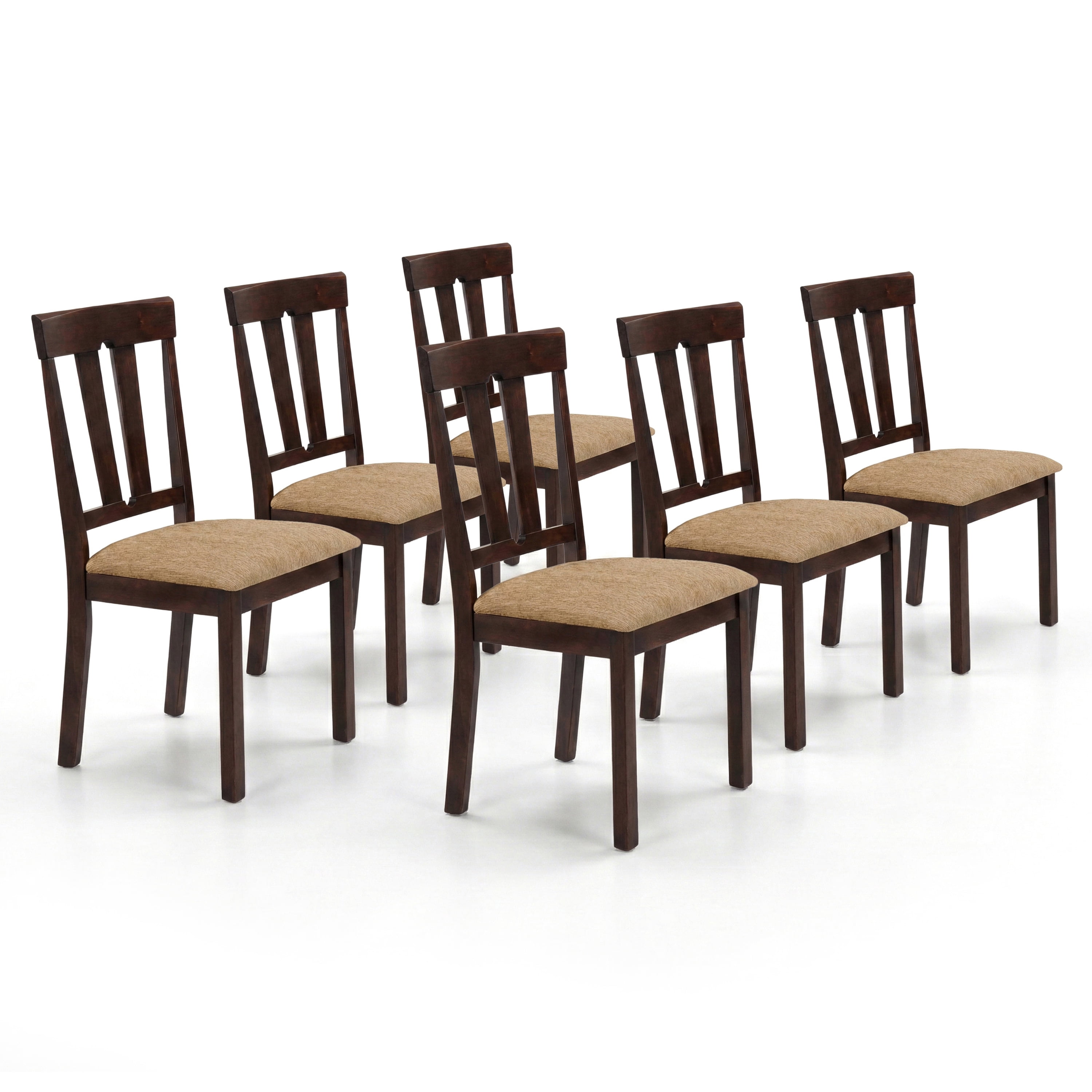 Furniture of America Winnia Modern Solid Wood Slat Back Dining Side Chairs, Brown Cherry (Set of 6)