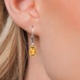 thumbnail image 3 of Gem Stone King 925 Silver and 10K Yellow Gold Yellow Citrine Dangle Earrings for Women | 1.74 Cttw | Gemstone November Birthstone | Emerald Cut 7X5MM, 3 of 6