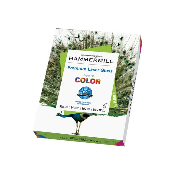 HammerMill Premium Laser Gloss - Brillant - Format Lettre (8.5 Po x 11 Po) 32 lbs - 2400 Feuilles